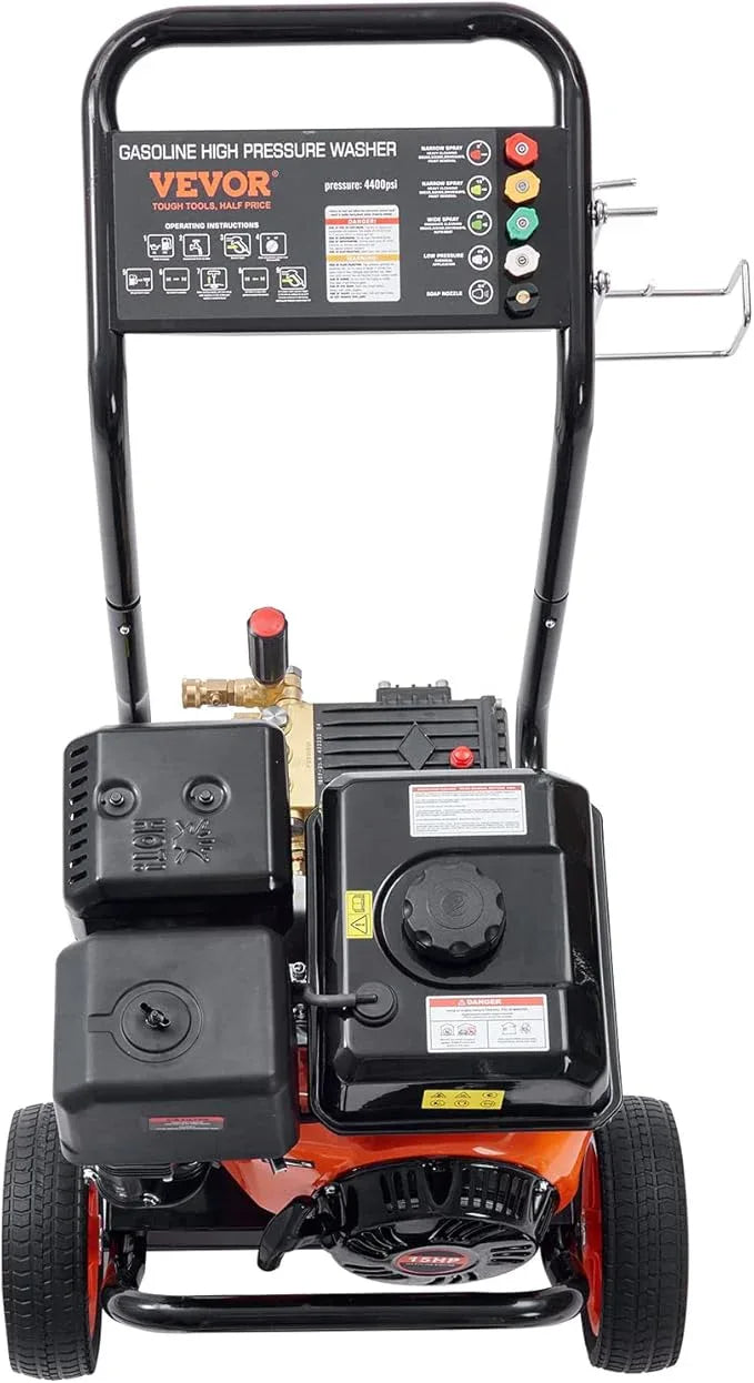 VEVOR Gas Pressure Washer, 4400 PSI 4.0 GPM, Gas Powered Pressure Washer with Copper Pump, Spray Gun and Extension Wand, 5 Quick Connect Nozzles, for Cleaning Cars, Homes, Driveways, Patios - NeatNest