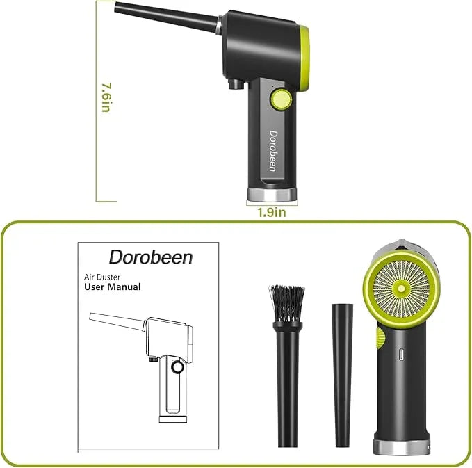 DOROBEEN Compressed Air Duster, Cordless Handheld Air Blower, Stepless Speed, 41000RPM, Portable Rechargeable Built-in Battery, Electric Air Duster for Computer Keyboard Electronics Cleaning - NeatNest