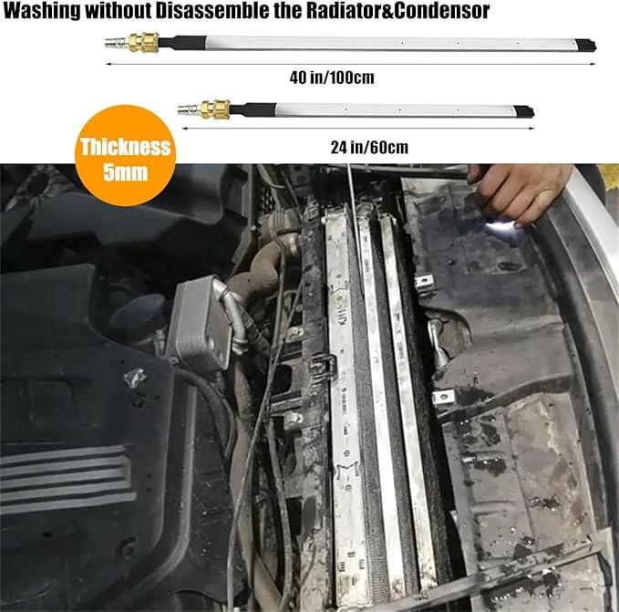 40" & 24" Radiator Cleaning Wand 2-Piece Set, 2500 PSI Stainless Steel High Pressure Radiator Flush and Cleaner Tool with Pressure Washer Gun Adapter or Cars, Truck, RV - NeatNest
