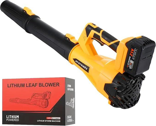 21V Cordless Leaf Blower - 3500W 350m/s, Stepless Variable Speed, Extended Nozzle, Rechargeable with Safety Gear (Yellow:1*Battery + Charger) - NeatNest