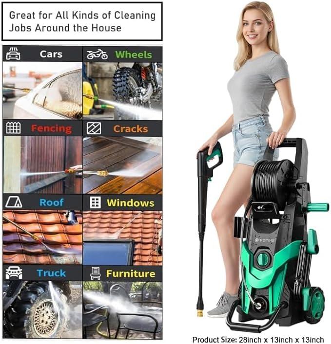 2025Upgraded Pressure Washer 4500PSI with 4 Quick Connect Nozzles,Inlet Hose & Filter, Foam Cannon for Cars/Fences/Driveways/Patios/Home Cleaning,Blue - NeatNest