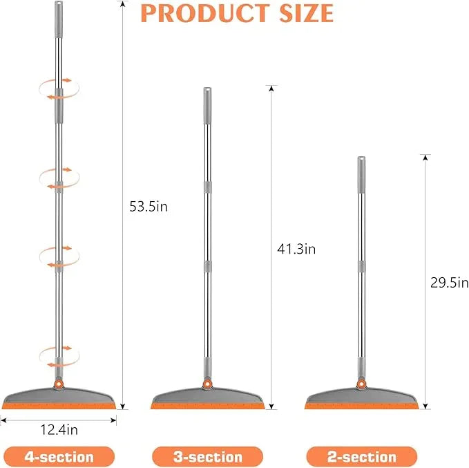 Multifunction Magic Broom, 54 Inch Adjustable Long Handle Silicone Floor Squeegee Broom, Sweep and Scrape 2 In 1 Household Cleaning Brooms for Floor, Bathrooms, Kitchens, Showers, Tile, Pet Hair,Glass - NeatNest