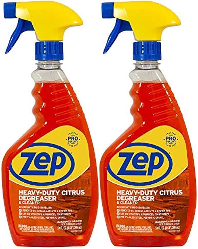 Zep Heavy-Duty Citrus Degreaser and Cleaner - 24 oz (Case of 2) ECZUCIT242 - Restaurant Grade, Removes Oil, Grease, Adhesive, and Kitchen Soil on Stovetops, Appliances - NeatNest