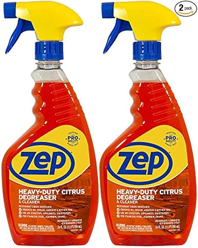 Zep Heavy-Duty Citrus Degreaser and Cleaner - 24 oz (Case of 2) ECZUCIT242 - Restaurant Grade, Removes Oil, Grease, Adhesive, and Kitchen Soil on Stovetops, Appliances - NeatNest