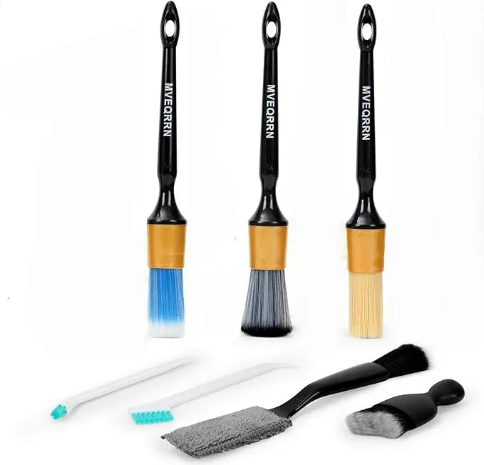 7PCS Car Detailing Brush Set,Boar’s Bristle Car Cleaning Detail Brush kit,Ultra Soft No Scratch Car Dust Brush,Car Interior Detailing Brushes Kit,Detail Brush Car Detailing for Interior Exterior(gold) - NeatNest