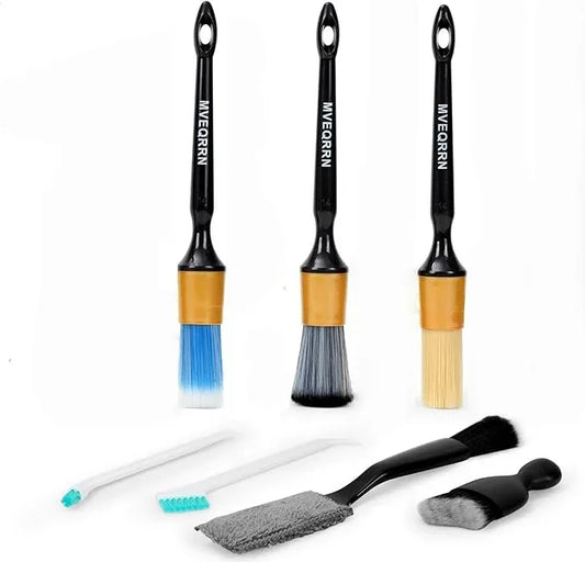 7PCS Car Detailing Brush Set,Boar’s Bristle Car Cleaning Detail Brush kit,Ultra Soft No Scratch Car Dust Brush,Car Interior Detailing Brushes Kit,Detail Brush Car Detailing for Interior Exterior(gold) - NeatNest