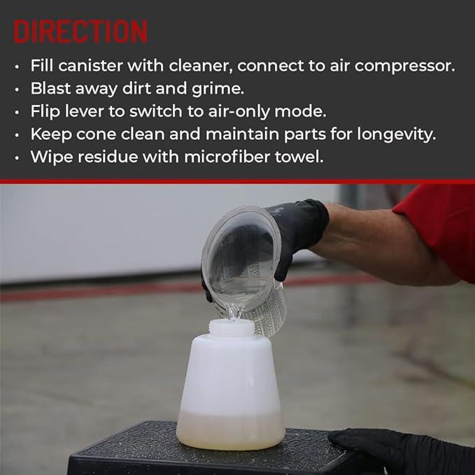 HI-TECH Vortex I Air Cleaning Gun – Deep Cleans Auto Interiors & Exteriors – Compressed Air Powered – Car Detailing Tool for Dirt, Dust, Grime & Stains - NeatNest
