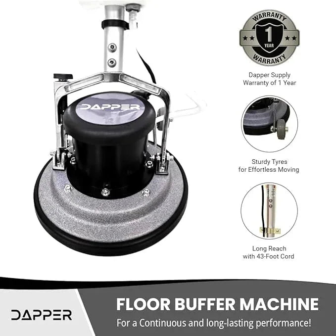 13" Heavy-duty Multi-Functional Floor Buffer Polisher Machine - Clean, Buff, Scrubb and Polish with Ease! Ideal for Carpets Too! Includes Optional Solution Tank, 2 Brushes and 3 Scouring Pads - NeatNest
