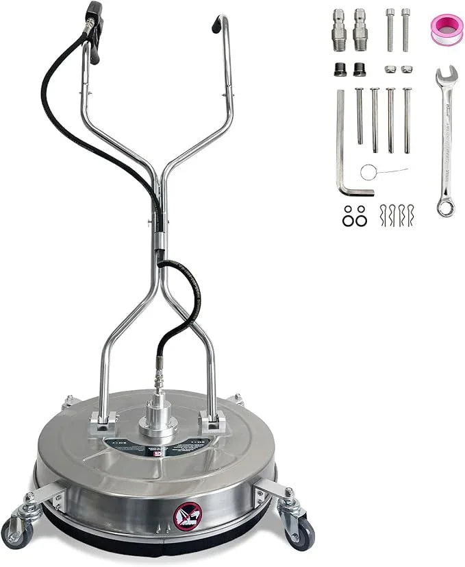 24" Pressure Washer Surface Cleaner with Dual Handles – Stainless Steel, 4-Wheel Design for Driveways, Sidewalks, Curbs, Decks, & Patios – 4900 PSI, High-Efficiency Cleaning Accessory - NeatNest