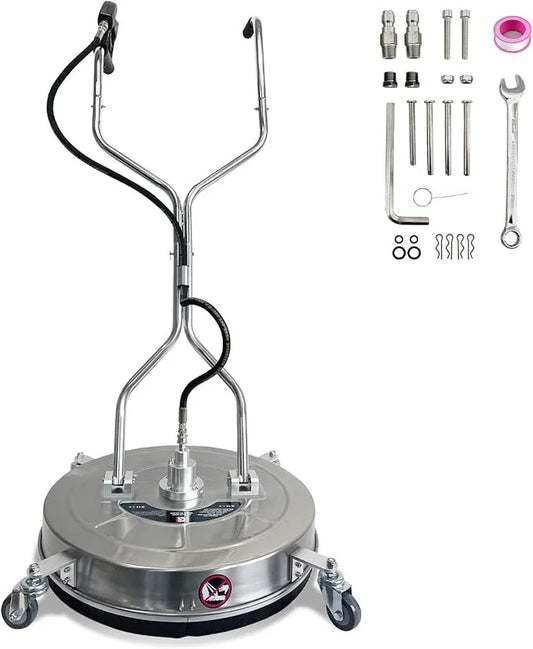 24" Pressure Washer Surface Cleaner with Dual Handles – Stainless Steel, 4-Wheel Design for Driveways, Sidewalks, Curbs, Decks, & Patios – 4900 PSI, High-Efficiency Cleaning Accessory - NeatNest