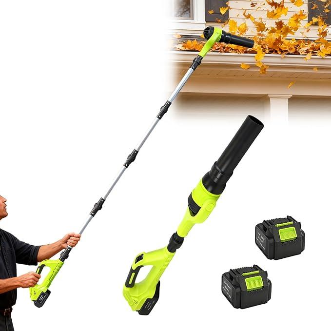 Cordless Leaf Blower, 21V Leaf Blowers, 580CFM/180MPH Brushless Motor, with 2 Lightweight Batteries 3.0Ah & Charger, and 3-Speed Leaf Blower 2-in-1 Design with Gutter Cleaning Kit for Garden & House - NeatNest