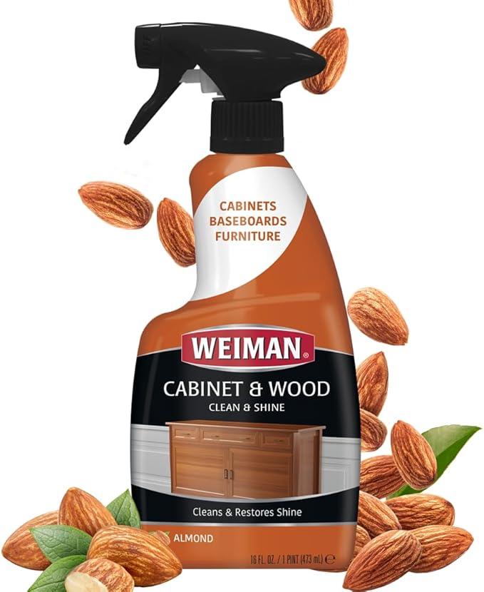 Weiman Cabinet and Wood Cleaner, Shine, Clean and Protect Spray - For Wood Cabinets, Furniture, Tables, Baseboards, Trim and more, 16 oz, 2 PACK with MicroFiber Towel - NeatNest