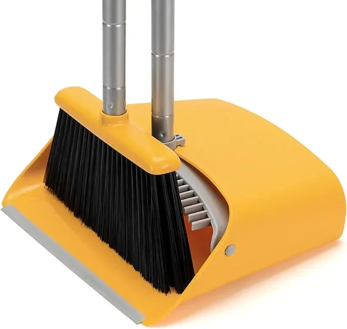 TreeLen Broom and Dustpan Set, Stand Up Broom and Dustpan for Home Cleaning - NeatNest