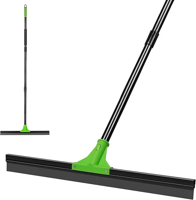 Rubber Floor Squeegee with 24” Heavy Duty Silicone Rubber Scraper Head and 60” Long Adjustable Handle, Shower Squeegees for Concrete Floor, on Multi-Surface Tile Glass Pool Garage Cleaning - NeatNest