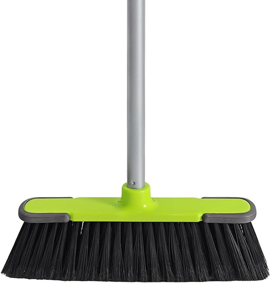 Green Indoor Broom 54" Long Handle House Broom for Floor Cleaning Sweeping Broom for Kitchen, Garage, Lobby, Patio and Garden