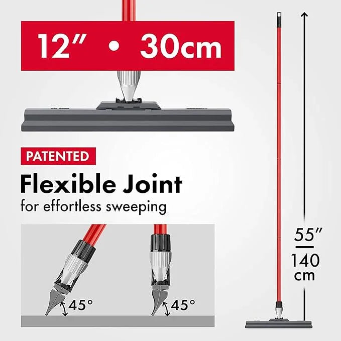 Silicone Floor Squeegee with 55-Inch Long Handle, 12-Inch Single Cast Silicone Blade, 360° Swivel Joint - Multifunction Floor Squeegee for Garage, Concrete Floor, Shower Floor, Glass Windows - NeatNest