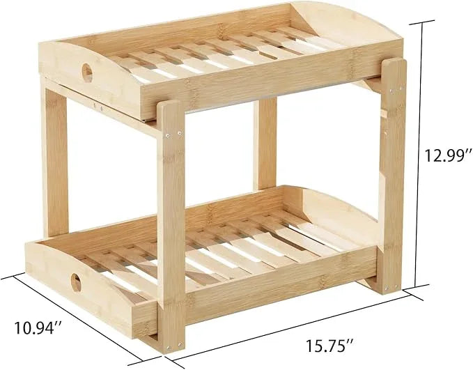 Bamboo Wood Under Sink Organizer 1 Pack, Pull Out Cabinet Organizer 2 Tier Under Sink Organizers and Storage with Sliding Drawer Sturdy Easy Assembly for Kitchen Bathroom Undersink (Nature, 2 Packs) - NeatNest