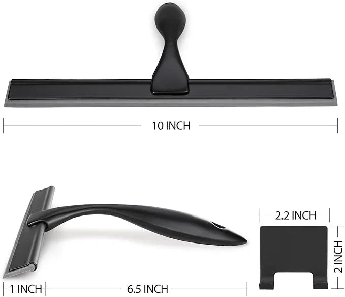 HIWARE All-Purpose Shower Squeegee for Shower Doors, Bathroom, Window and Car Glass - Black, Stainless Steel, 10 Inches - NeatNest