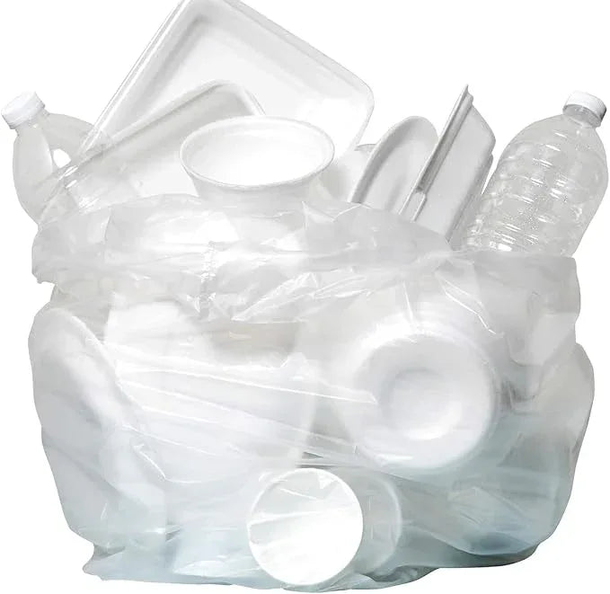 Aluf Plastics High Density Trash Bags, 30 Gallon, 500 Count, 10 Micron (eq), 30" x 37", Clear, for Bathroom, Office, Industrial, Commercial, Janitorial, Municipal, Recycling - NeatNest