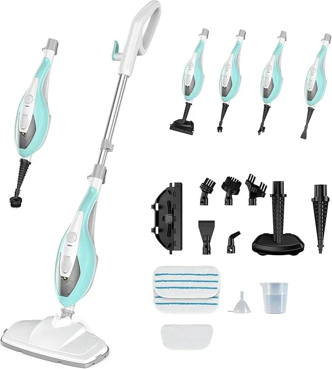 Steam Cleaner for Home, Handheld Floor Steamer Cleaner, Lightweight All in 1 Steam Mop Detachable Steamer for Hardwood Floor Tile Couch, 2 Washable Pads, 1550W 212°F Deep Cleaning, White and Green - NeatNest