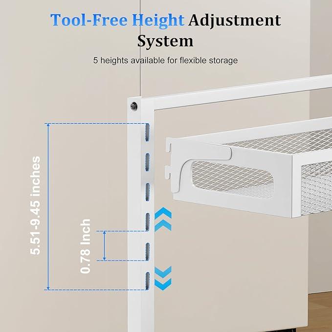 Metal Under Sink Organizer, Pull Out Cabinet Organizer Rack with Silk-Smooth Bottom Drawer, 5-Level Adjustable, Multi-Purpose Storage Shelf for Bathroom, Kitchen, Vanity, Pantry (2-Pack) - NeatNest