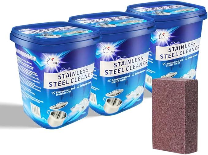 Liapu Stainless Steel Cleaner Paste – Heavy Duty Polish for Cookware, Sink, Grill, Pots & Pans – Restores Shine, Removes Rust & Stains – Safe for Kitchen & Appliances (3) - NeatNest