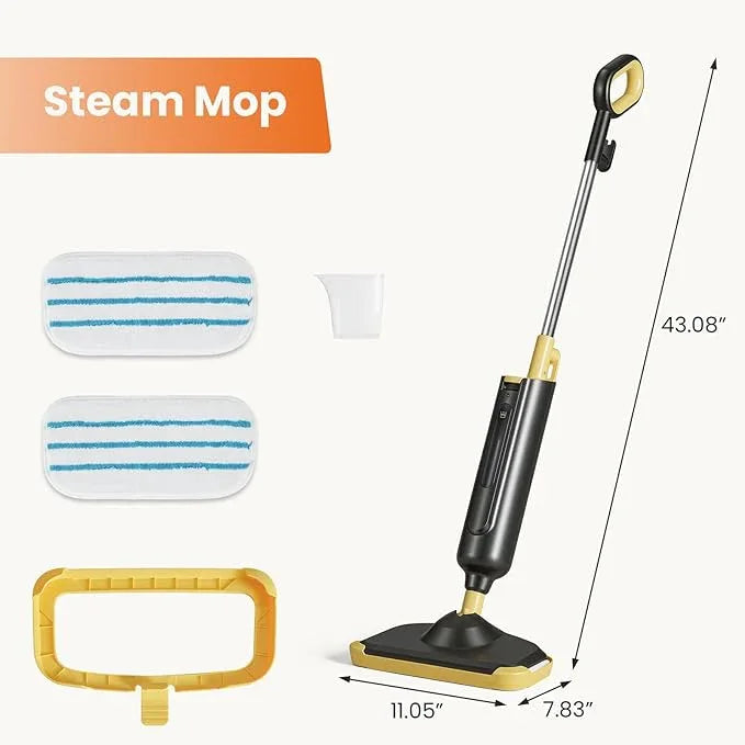 Sweetcrispy Steam Mop for Floor Cleaning,Lightweight Floor Steamer Cleaner for Hardwood/Tile/Laminate Floors Carpet, 2 Washable Pad, Black and Yellow - NeatNest