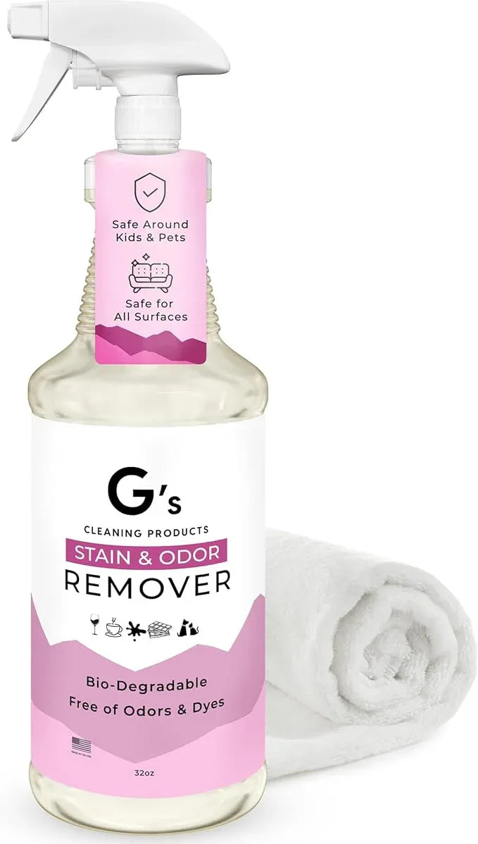 G's Cleaning Biodegradable Stain & Odor Remover Spray – 32 oz Pet Urine Enzyme Cleaner – Pet Odor Eliminator for Home – Cat & Dog Pee Carpet Cleaner – Stain Remover for Rug, Floor, Furniture, Mattress - NeatNest