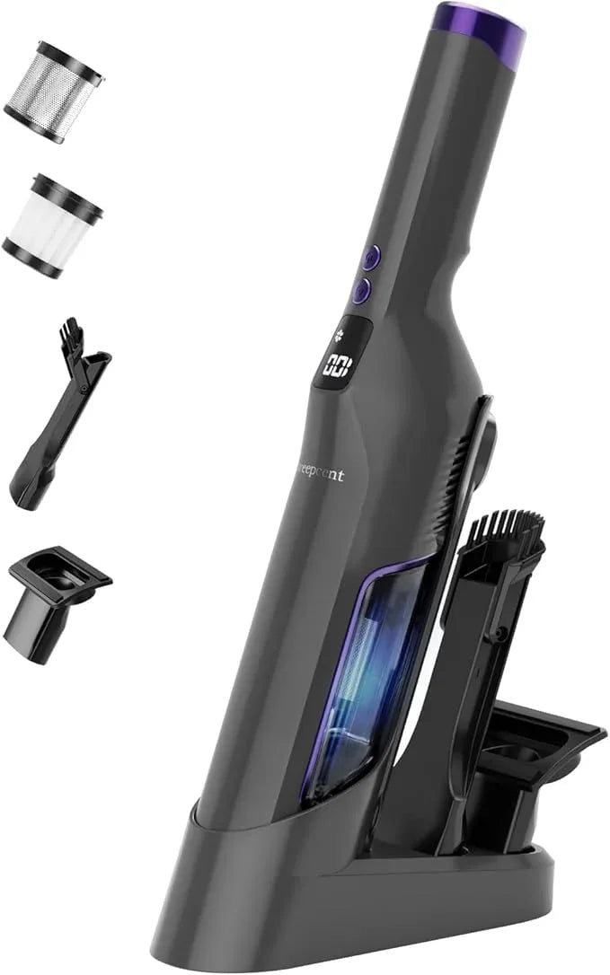 Handheld Vacuum Cordless, 24Kpa Car Vacuum with Brushless Motor, Charging Dock, Rechargeable, 1.5lbs Portable Handheld Vacuum with 2-Speed for Home/Car/Pet (Purple) - NeatNest