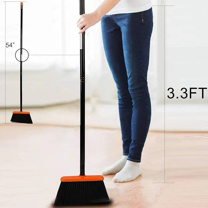 TreeLen Broom and Dustpan Set with 52" Long Handle for Home Kitchen Room Office Lobby Floor Use Upright Stand Up Stand Up Broom with Dustpan Combo - NeatNest