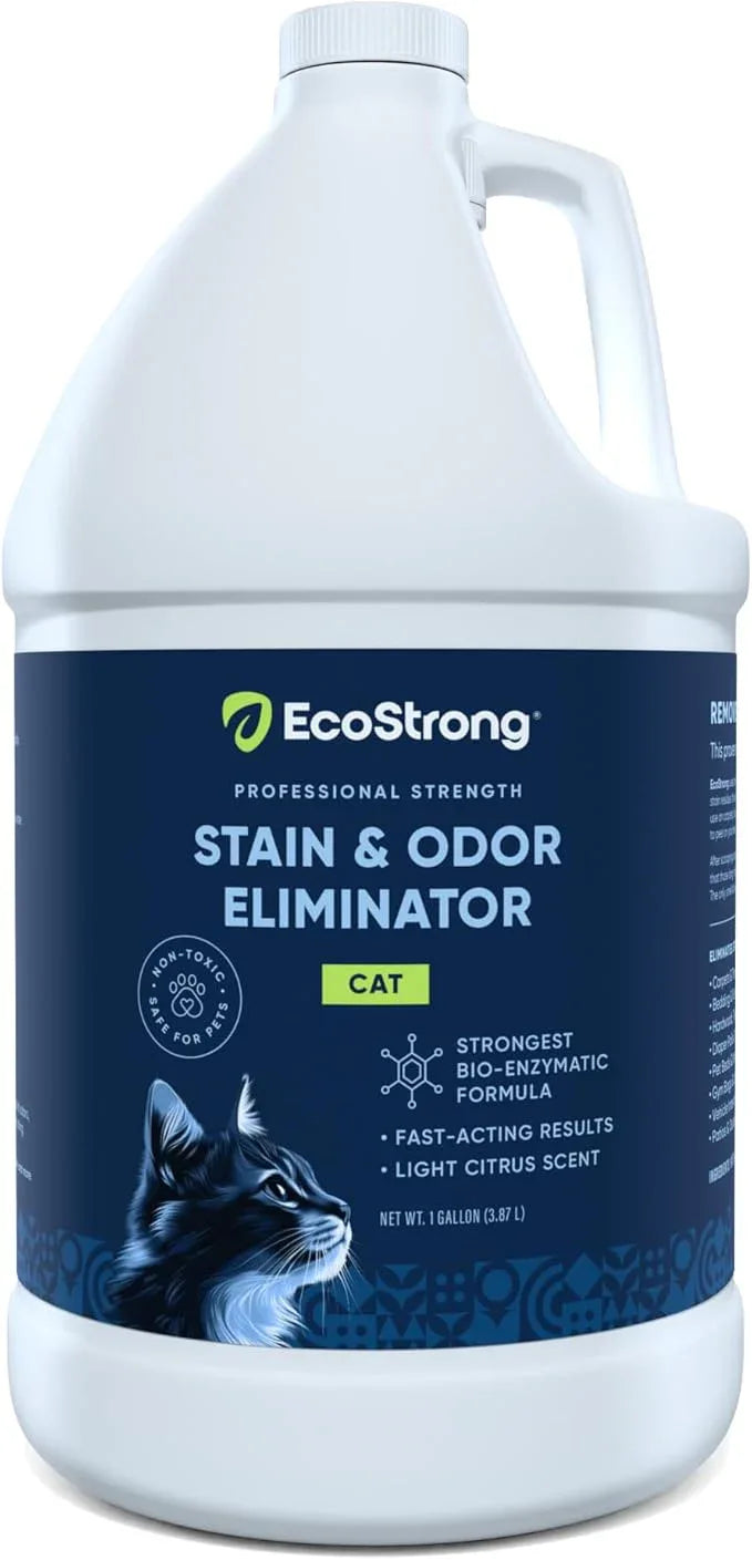 Eco Strong Cat Stain And Odor Remover| Enzyme Urine Odor Neutralizer - Stain Remover for Carpet, Litter Boxes, Bedding, and Laundry [Citrus Scent Gallon Value Size] - NeatNest
