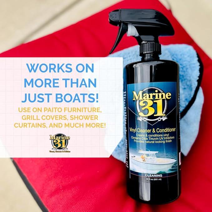 Marine 31 Vinyl Cleaner & Conditioner | Cleans, Protects & Prevents UV Damage | Safe for Boats, Car Interiors & Patio Furniture | No Sticky Residue, Long-Lasting Protection | M31-401 | 32 oz - NeatNest