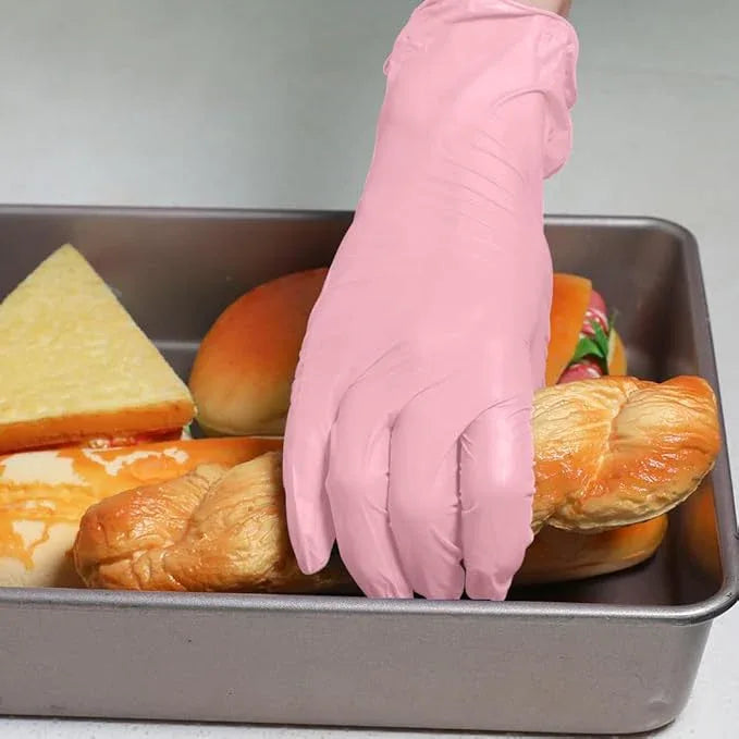 Disposable Gloves Medium, Nitrile and Vinyl Blend Material Gloves, Latex Free, 4 Mil 1000 Pc Food Grade Glove for Cleaning, Food Prep, Hair Dye, Tattoo, Pink - NeatNest