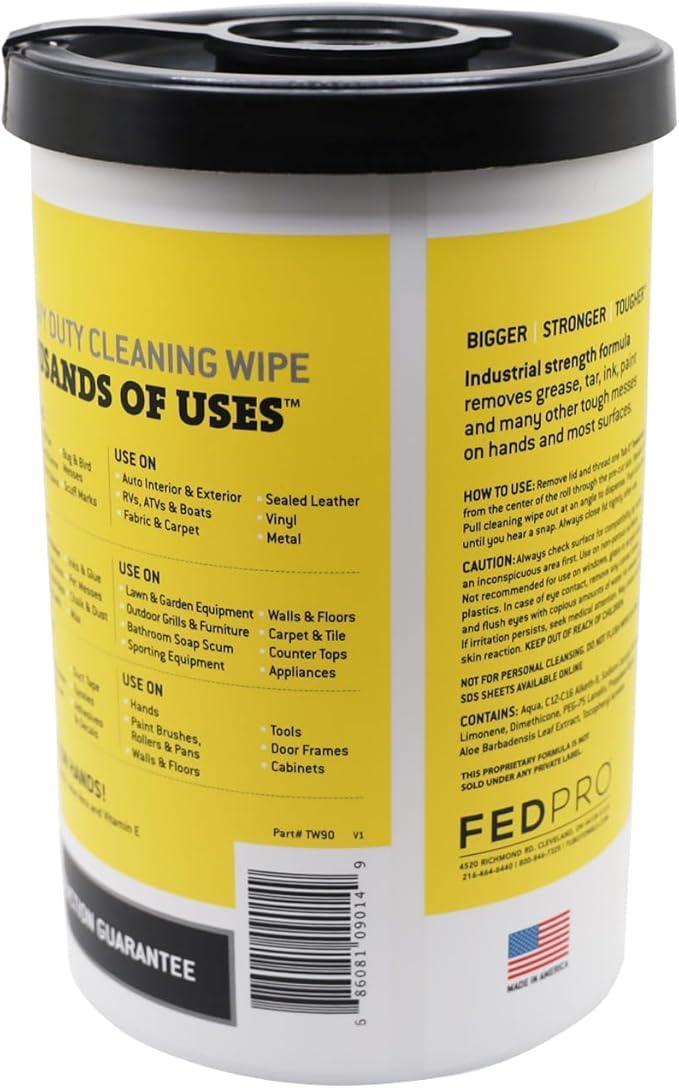Tub O' Towels Heavy-Duty Multi-Surface Cleaning Wipes, 10" x 12", 90 Count Canister, Removes Grease, Grime, Tough Stains, Durable Disposable Wipes for Home, Garage, Outdoor Cleaning Tasks, 2-Pack - NeatNest