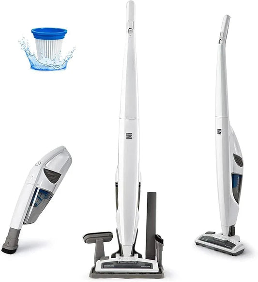 Kenmore DS1030 Cordless Stick Vacuum Lightweight Cleaner 2-Speed Power Suction LED Headlight 2-in-1 Handheld for Hardwood Floor, Carpet & Pet Hair, White - NeatNest