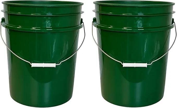 House Naturals 5 Gallon Dark Green Food Grade Bucket Pail with Orange Screw on Gamma lid(Pack of 2) Made in USA - NeatNest