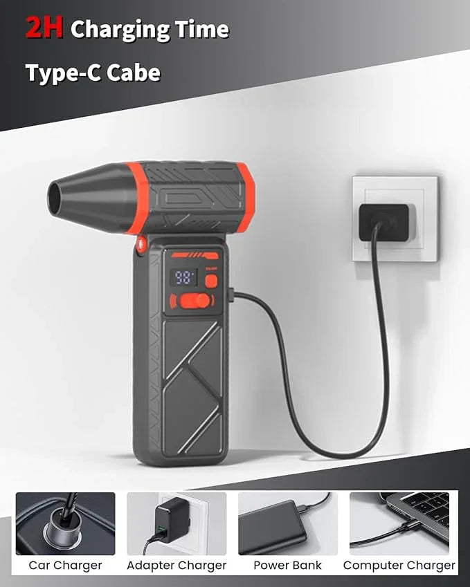 Compressed Air Duster, 150000RPM Electric Air Duster with 8000mAh Rechargeable Battery, Stepless Speed, 90° Adjustable Nozzle & LED Light. Cordless Air Blower for Keyboard, Computer, Car, Home,Outdoor - NeatNest