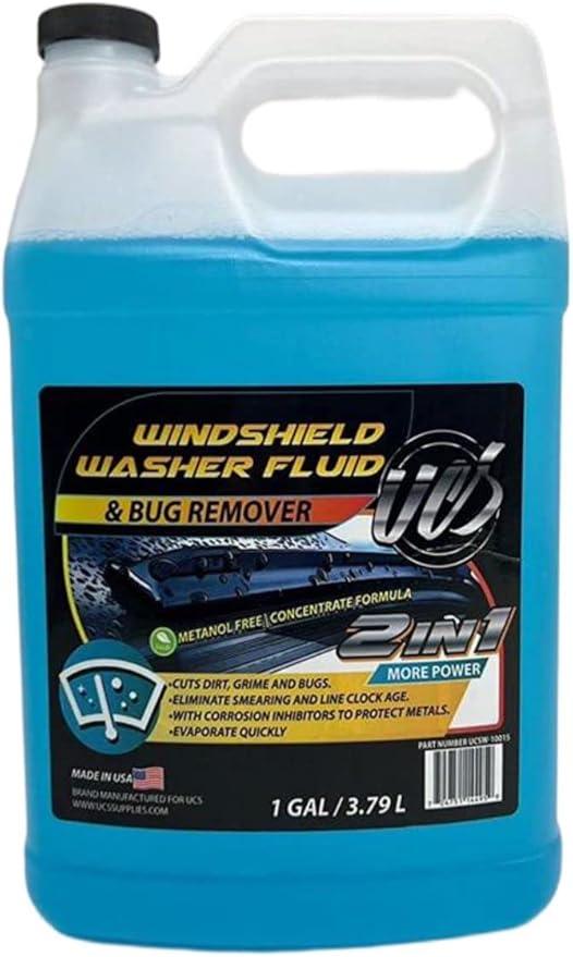 UCS 2-in-1 Windshield Washer Fluid 1 Gallon – Ready to Use, Streak-Free Formula, All-Weather Cleaning Power, Removes Bugs, Dirt & Road Grime – Premium Windshield Cleaner (128 fl oz) - NeatNest