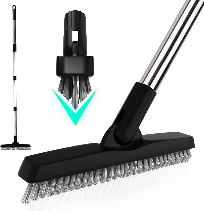 BITOPE Grout Brush Cleaner with Adjustable Long Handle Swivel V-Shaped Stiff Bristles Scrubber for Cleaning Tile Crevice Line Corner Bathroom Shower Baseboards Hard to Reach Areas-56 inch - NeatNest