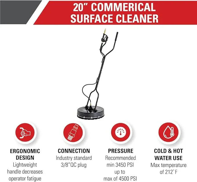 Simpson Cleaning 80182 Universal 20" Industrial Pressure Washer Surface Cleaner for Hot and Cold Water Machines, 3/8" Quick Connection, Recommended min 3450 PSI up to max of 4500 PSI, Black - NeatNest