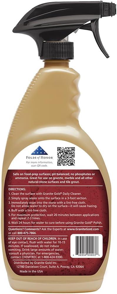 Granite Gold Daily Cleaner Spray 3-Pack with Sealer Spray 1-Pack for Granite, Marble, Travertine, Quartz, Natural Stone - NeatNest