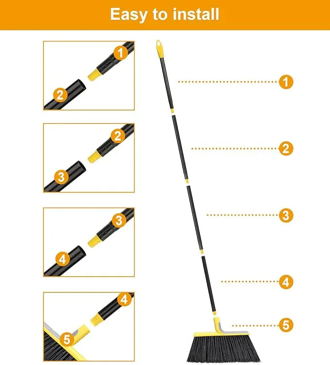 4 Packs Outdoor Broom for Floor Cleaning with 58" Long Handle, Heavy-Duty Commercial Brooms for Sweeping Indoor Outdoor Courtyard Restaurant Garage Patio Decks Mall Market Kitchen Office Lobby Shop - NeatNest