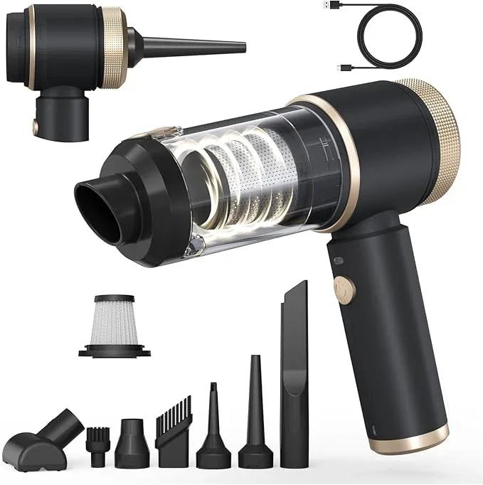 7 in 1 Car Vacuum Portable Cordless ,16000PA Strong Suction Handheld Car Cleaner With Dual HEPA Filters,LED Light,Type-C Charging Mini Vacuum, One-Click Empty Compact For Home Cleaning and Office - NeatNest
