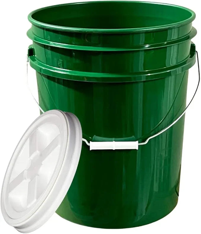 House Naturals 5 Gallon Food Grade BPA Free Bucket Pail with Air Tight Double Gasket Screw on Lid (Pack of 2) Light Blue and Green containers with White lids - NeatNest