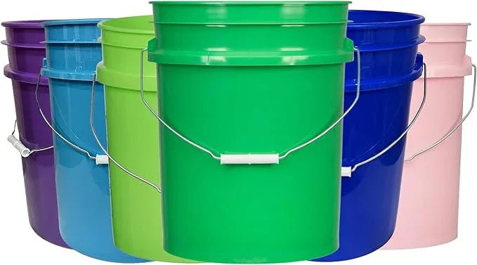 House Naturals 5 Gallon Food Storage Grade Plastic Bucket - Made in USA (Pack of 6 Color Buckets) - NeatNest