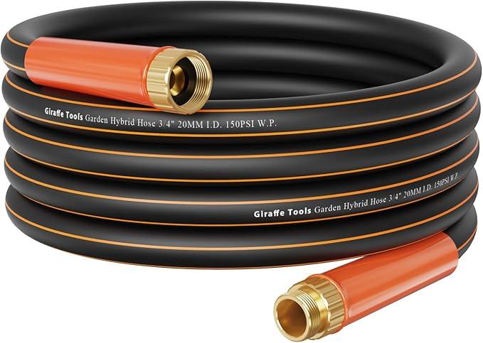 Giraffe Tools Garden Hose 25ft x 3/4", Heavy Duty Water Hose, Flexible, Hybrid Lightweight Hose with Swivel Handle, Male to Female Fittings, Burst 600 PSI - NeatNest