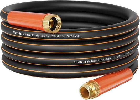 Giraffe Tools Garden Hose 25ft x 3/4", Heavy Duty Water Hose, Flexible, Hybrid Lightweight Hose with Swivel Handle, Male to Female Fittings, Burst 600 PSI - NeatNest