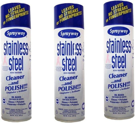 Sprayway Stainless Steel Cleaner 3Pk 15oz Cans - NeatNest