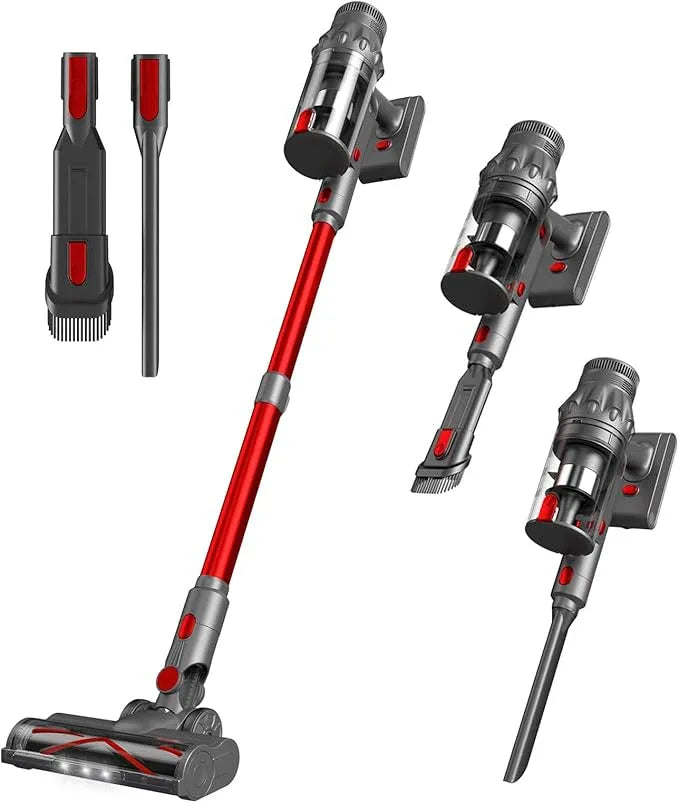 Vacuum Cleaners for Home - Cordless Stick Vacuum Cleaner, Lightweight High Power Vac for Pet Hair Carpet Hardwood Floor, Handheld Portable Wireless Rechargeable Battery Household Vac,Red - NeatNest