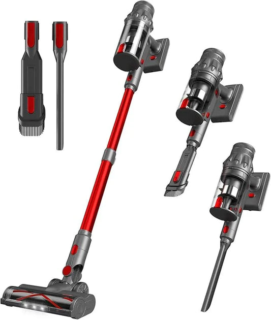 Vacuum Cleaners for Home - Cordless Stick Vacuum Cleaner, Lightweight High Power Vac for Pet Hair Carpet Hardwood Floor, Handheld Portable Wireless Rechargeable Battery Household Vac,Red - NeatNest